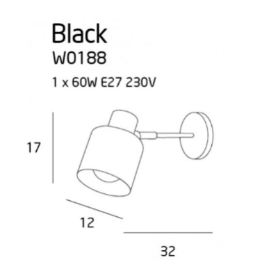 MAXLIGHT Kinkiet BLACK W0188