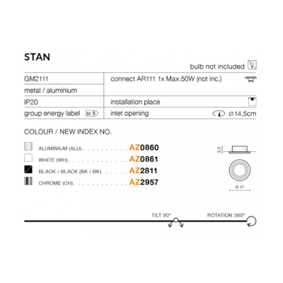 Azzardo Oprawa wpuszczana STAN AZ2811
