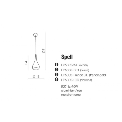 Azzardo Lampa wisząca Spell Gold AZ0286