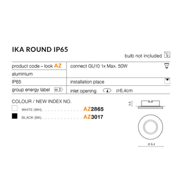 Oprawa wpuszczana IKA ROUND IP65 czarna
