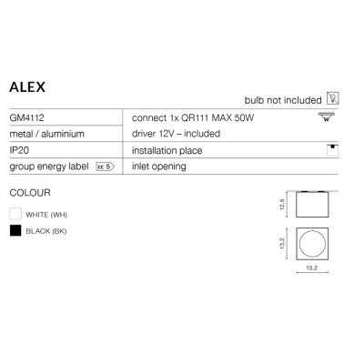 Lampa natynkowa ALEX 12V czarna