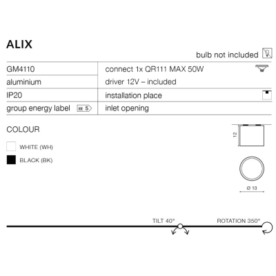 Lampa natynkowa ALIX 12V czarna