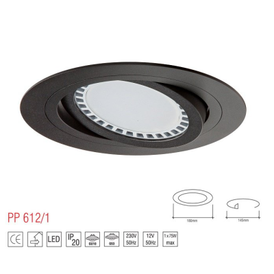 Oprawa wpuszczana PP 612/1 AR111/ES111 czarna