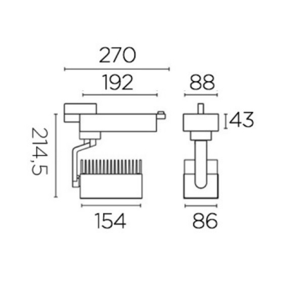 Oprawa ACTION WALL WASHER do szyn 3f czarna 38,6W 3000K