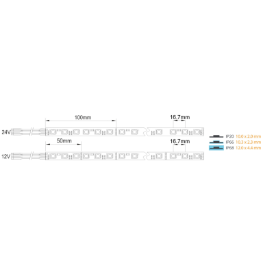 Taśma 60LED/m 1m 12V 14.4W RGB IP68 550lm 12mm
