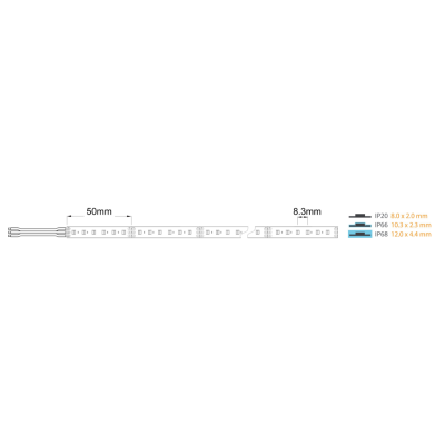 Taśma 120LED/m 1m 24V 19.2W 2700K - 6500K IP20 1930lm Ra80 8mm