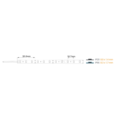 Taśma 60LED/m 1m 12V 12W IP20 230lm Czerwona 8mm