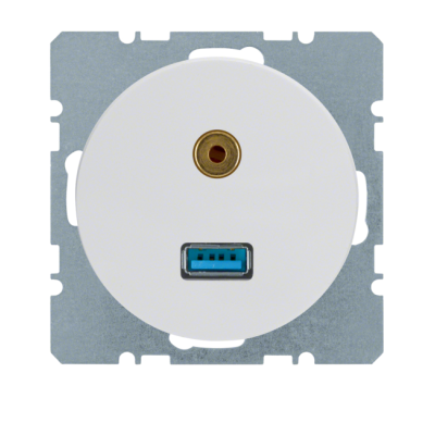 Berker R.1/R.3 Gniazdo USB/3,5 mm audio biały