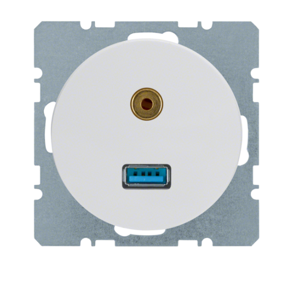 Berker R.1/R.3 Gniazdo USB/3,5 mm audio biały