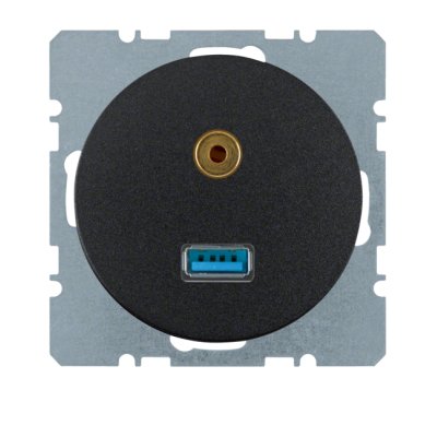 Berker R.1/R.3 Gniazdo USB/3,5 mm audio czarny