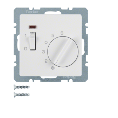 Berker Q.1/Q.3 Regulator temperatury pomieszczenia 24 V ze stykiem zwiernym, biały