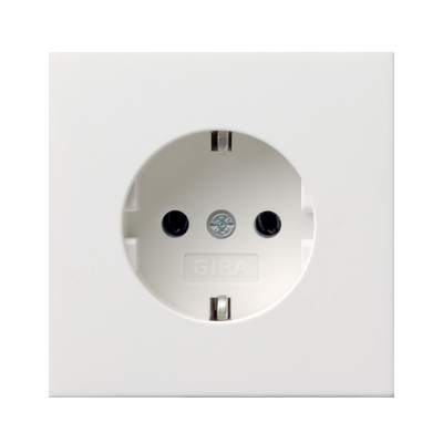 Gira F100 Gniazdo SCHUKO 16 A 250 V ~ bez łapek rozporowych, czysty biały połysk
