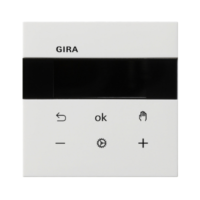 Gira F100 Regulator temperatury w pomieszczenia System 3000 Display, czysta biel z połyskiem