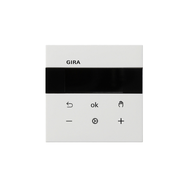 Gira F100 Regulator temperatury w pomieszczenia System 3000 Display, czysta biel z połyskiem