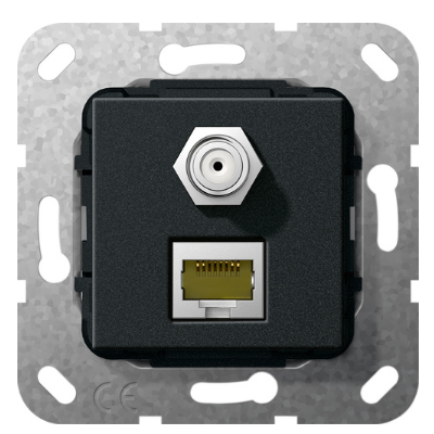 Gira Gniazdo podtynkowe Modular Jack RJ45 kat.6A 10 GB Ethernet i gniazdo SAT-F Złącze, czarny matowy