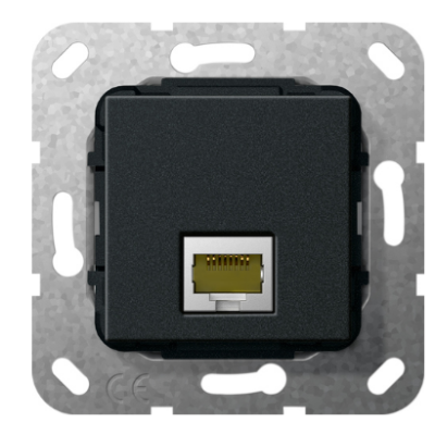 Gira Gniazdo podtynkowe Modular Jack RJ45 kat.6A 10 GB Ethernet Złącze, czarny matowy