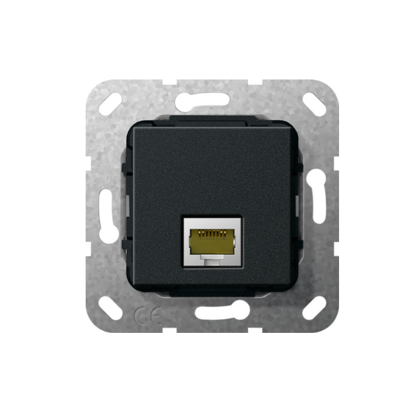 Gira Gniazdo podtynkowe Modular Jack RJ45 kat.6A 10 GB Ethernet Złącze, czarny matowy