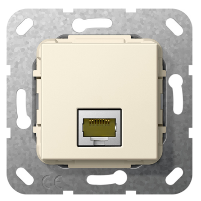 Gira Gniazdo podtynkowe Modular Jack RJ45 kat.6A 10 GB Ethernet, Technika złącza szczelinowego IDC, kremowy z połyskiem