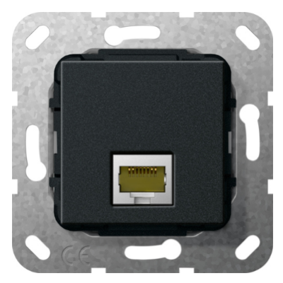Gira Gniazdo podtynkowe Modular Jack RJ45 kat.6A 10 GB Ethernet, Technika złącza szczelinowego IDC, czarny matowy