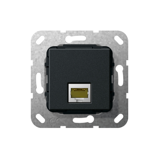 Gira Gniazdo podtynkowe Modular Jack RJ45 kat.6A 10 GB Ethernet, Technika złącza szczelinowego IDC, czarny matowy