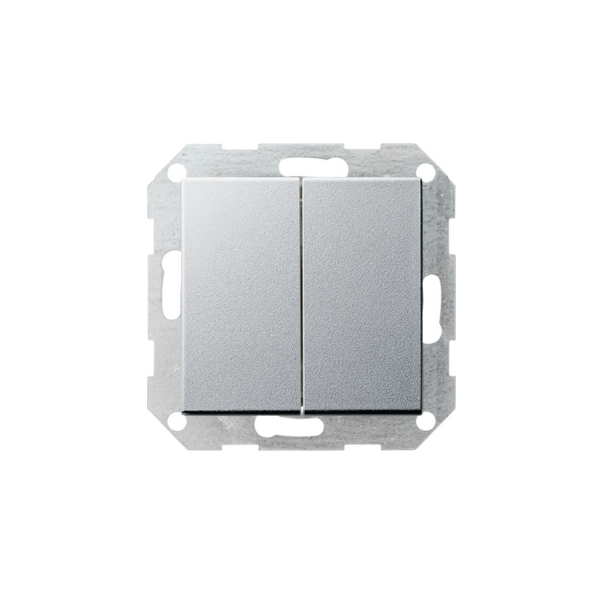 Gira Łącznik samopowrotny świecznikowy 10 AX 250 V~ z klawiszem podwójnym, kolor aluminiowy