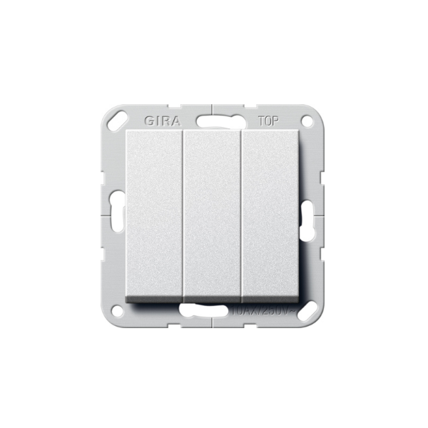 Gira Łącznik kołyskowy potrójny British Standard (BS EN 60669-1), kolor aluminiowy