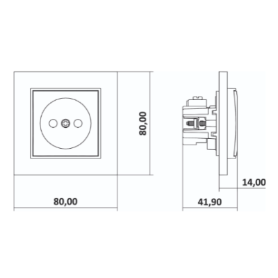 Karlik Mini Mechanizm gniazda pojedynczego z uziemieniem 2P+Z (bez przesłon torów prądowych), srebrny metalik