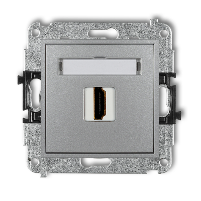 Karlik Mini Mechanizm gniazda pojednczego HDMI 1.4, srebrny metalik