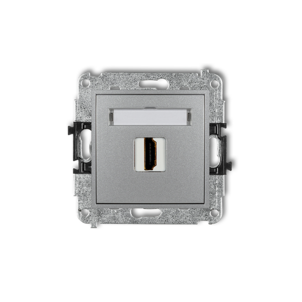 Karlik Mini Mechanizm gniazda pojednczego HDMI 1.4, srebrny metalik