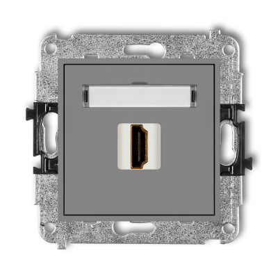 Karlik Mini Mechanizm gniazda pojedynczego HDMI 2.0, szary mat