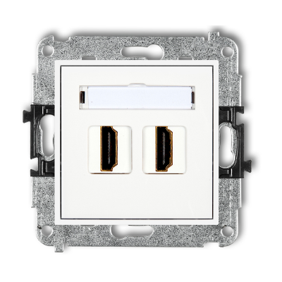 Karlik Mini Mechanizm gniazda podwójnego HDMI 1.4, biały