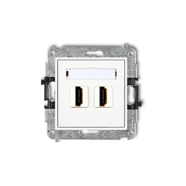 Karlik Mini Mechanizm gniazda podwójnego HDMI 1.4, biały