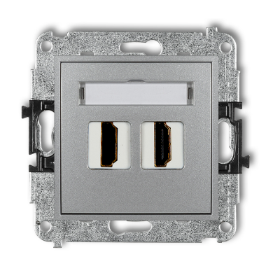 Karlik Mini Mechanizm gniazda podwójnego HDMI 1.4, srebrny metalik