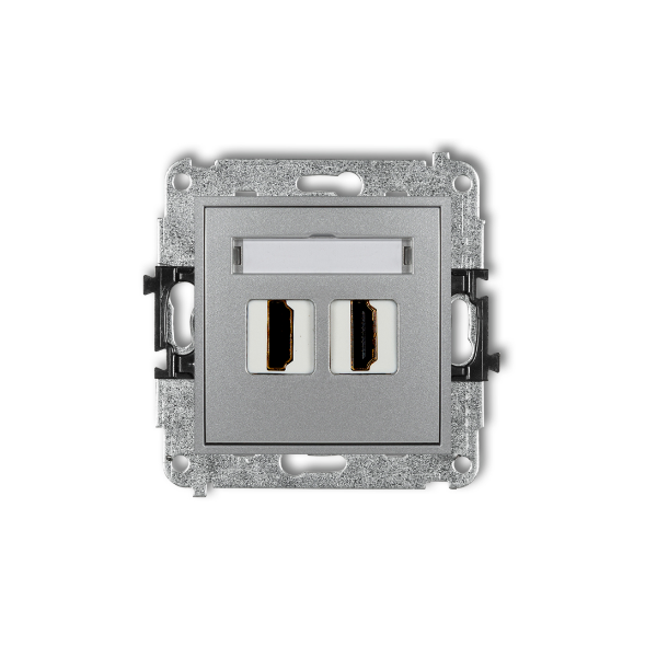 Karlik Mini Mechanizm gniazda podwójnego HDMI 1.4, srebrny metalik