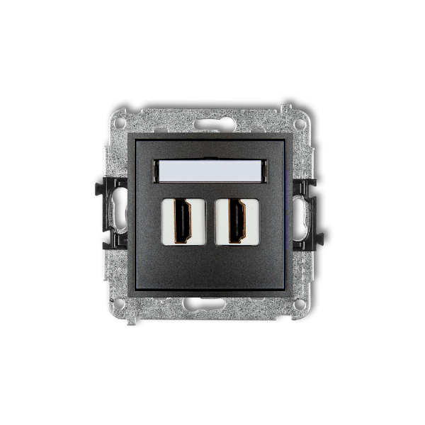 Karlik Mini Mechanizm gniazda podwójnego HDMI 1.4, grafitowy