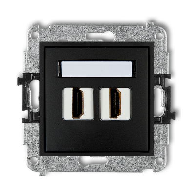 Karlik Mini Mechanizm gniazda podwójnego HDMI 1.4, czarny mat