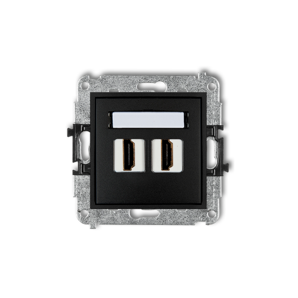 Karlik Mini Mechanizm gniazda podwójnego HDMI 1.4, czarny mat