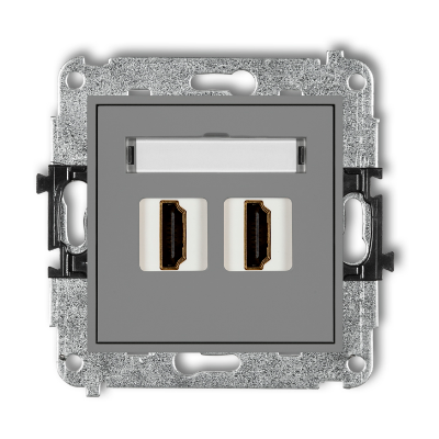 Karlik Mini Mechanizm gniazda podwójnego HDMI 1.4, szary mat