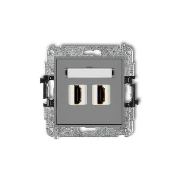 Karlik Mini Mechanizm gniazda podwójnego HDMI 1.4, szary mat