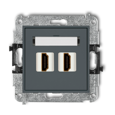 Karlik Mini Mechanizm gniazda podwójnego HDMI 1.4, grafitowy mat