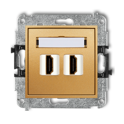 Karlik Mini Mechanizm gniazda podwójnego HDMI 1.4, złoty