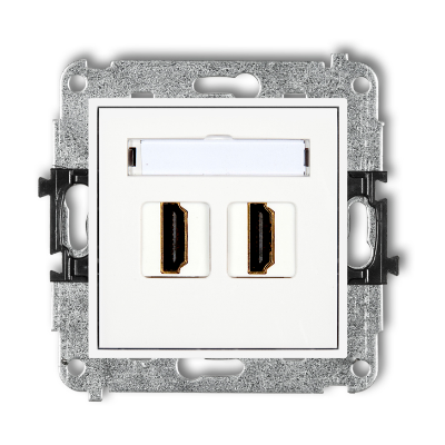 Karlik Mini Mechanizm gniazda podwójnego HDMI 2.0, biały