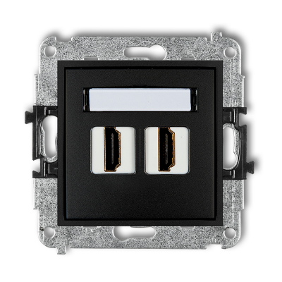 Karlik Mini Mechanizm gniazda podwójnego HDMI 2.0, czarny mat