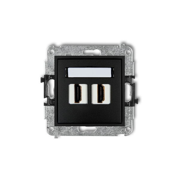 Karlik Mini Mechanizm gniazda podwójnego HDMI 2.0, czarny mat