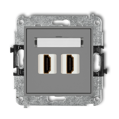 Karlik Mini Mechanizm gniazda podwójnego HDMI 2.0, szary mat