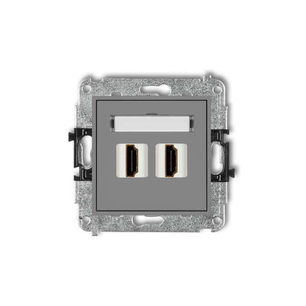 Karlik Mini Mechanizm gniazda podwójnego HDMI 2.0, szary mat