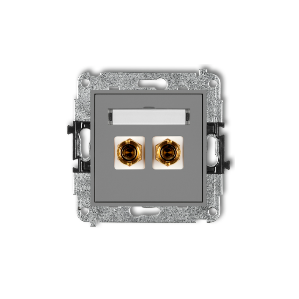 Karlik Mini Mechanizm gniazda głośnikowego pojedynczego (typu banan- czerwony i czarny, pozłacany, 4 MM2, do lutowania), szary m