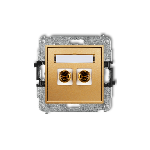 Karlik Mini Mechanizm gniazda głośnikowego pojedynczego (typu banan- czerwony i czarny, pozłacany, 4 MM2, do lutowania), złoty