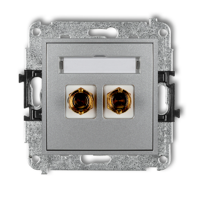 Karlik Mini Mechanizm gniazda głośnikowego pojedynczego (typu banan- czerwony i czarny, pozłacany, 4 MM2, skręcany), srebrny met