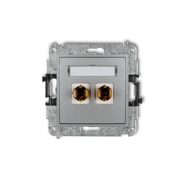 Karlik Mini Mechanizm gniazda głośnikowego pojedynczego (typu banan- czerwony i czarny, pozłacany, 4 MM2, skręcany), srebrny met